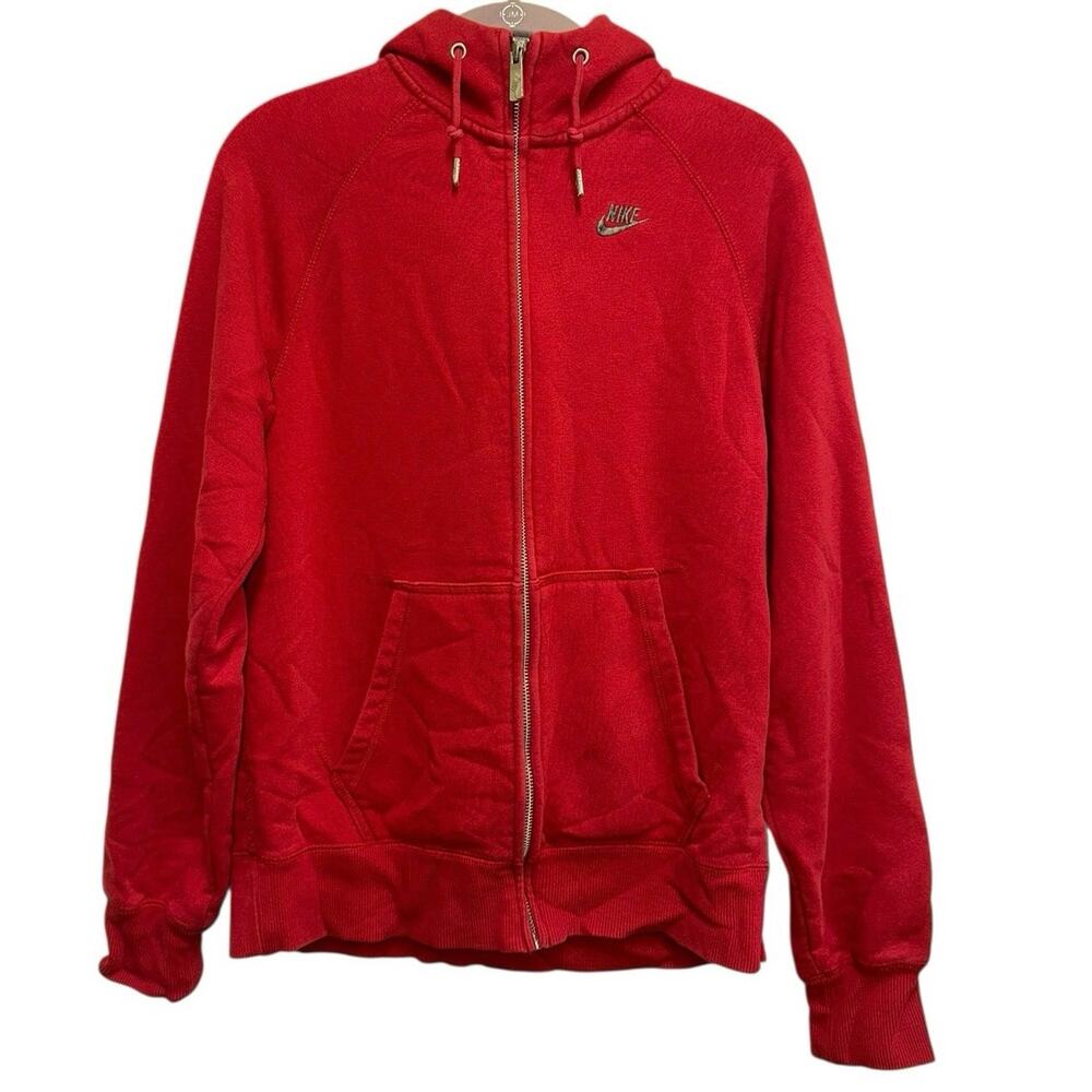 Nike Red Full Zip Hoodie Sweatshirt Athletic Streetwear Small